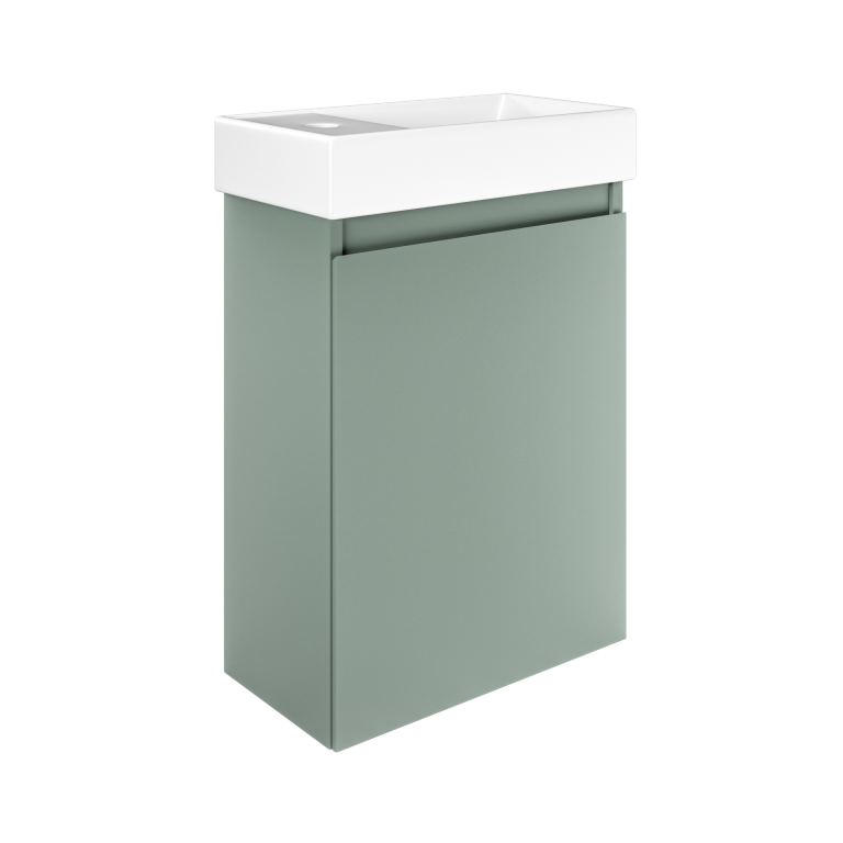 Mozzano Cloakroom - Dark Sage Green Unit   White Basin