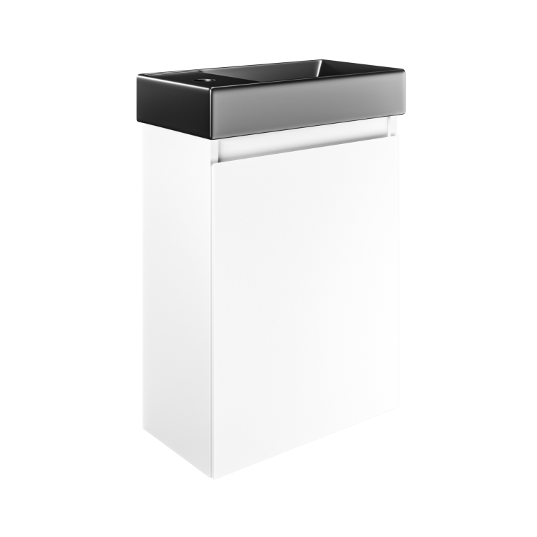 Mozzano Cloakroom - Matt White Unit   Black Basin